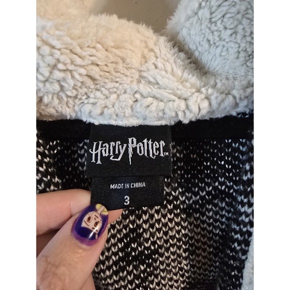 Harry Potter Horcrux Sherpa Cardigan Black & White 3X READ - Picture 3 of 8
